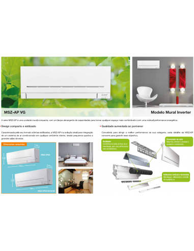 Ar Condicionado Mitsubishi Mural Série MSZ-AP20VG | Mitsubishi MSZ-AP Inverter | Mitsubishi