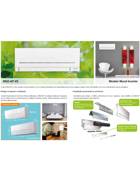 Ar Condicionado Mitsubishi Mural Série MSZ-AP20VG | Mitsubishi MSZ-AP Inverter | Mitsubishi